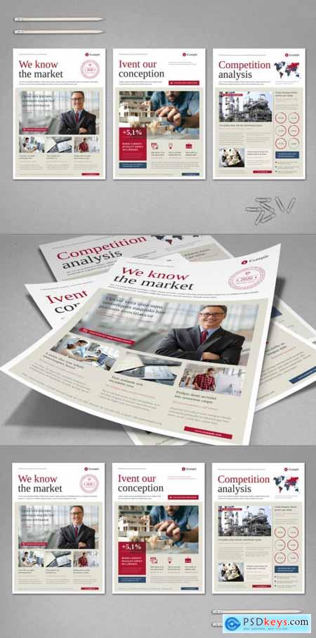 Beige and White Business Brochure Layout with Red and Navy Accents 355204063