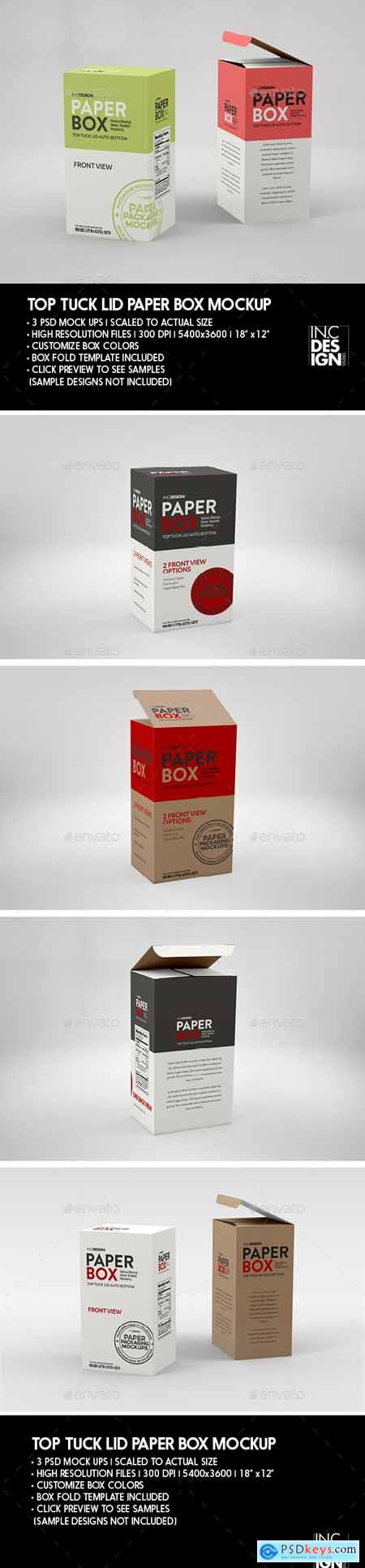 Download Graphicriver Paper Top Lid Tuck Box Packaging Mockup 27036434