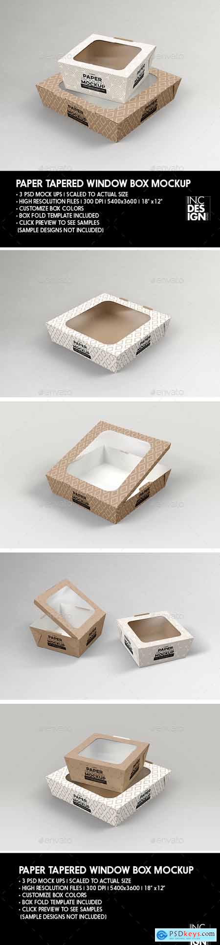 Paper Tapered Window Boxes Packaging Mockup 26665459