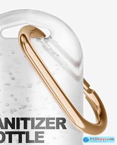 Clear Sanitizer Bottle with Carabine Mockup 61298