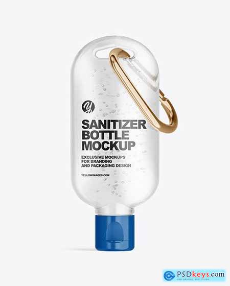 Clear Sanitizer Bottle with Carabine Mockup 61298