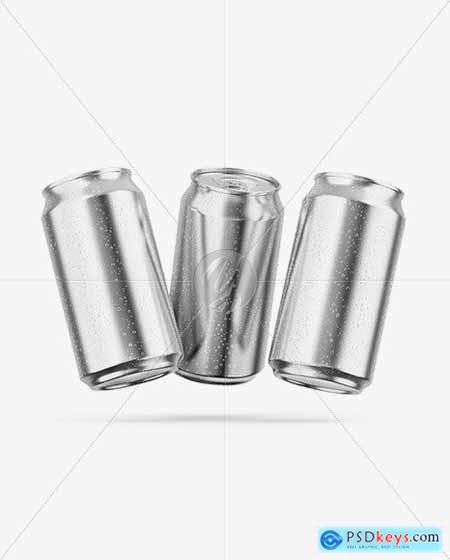 Three Glossy Metallic Cans Mockup 61335