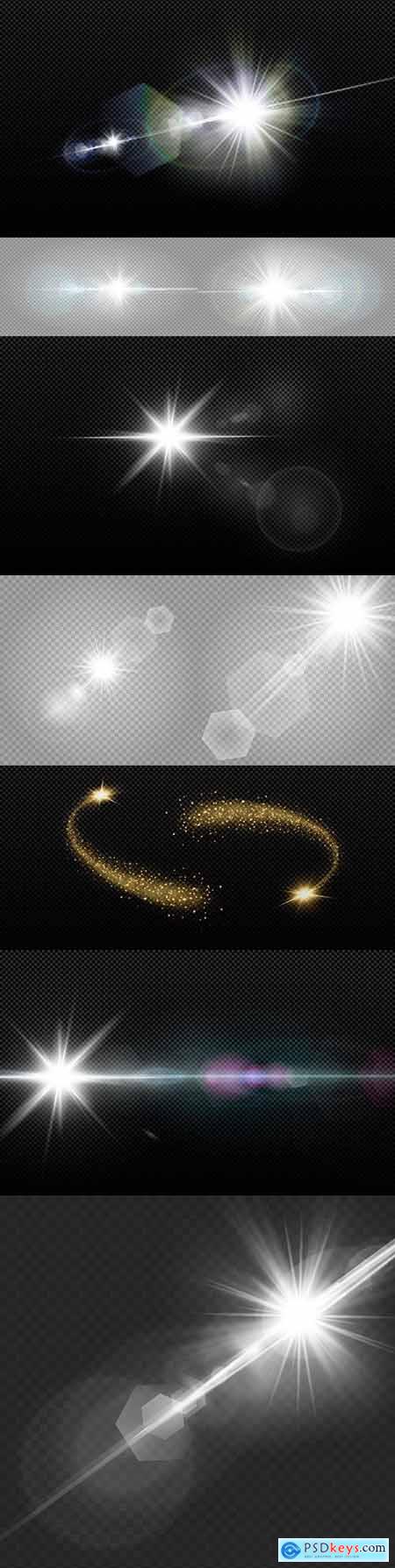 Shining stars and effects on transparent background