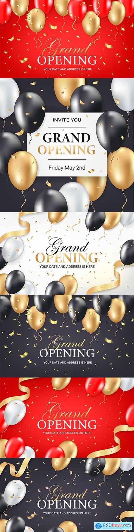 Grand opening design invitation ticket with balls