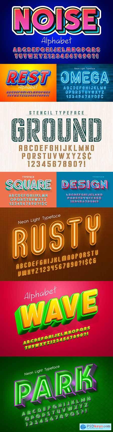 Editable font effect text and alphabet collection illustration 37