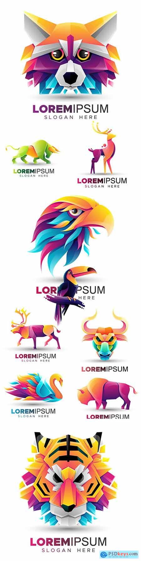 Origami and animal logo design flat color modern 5
