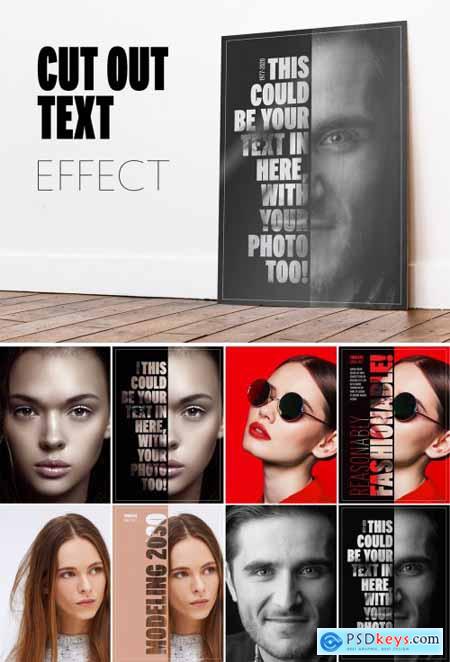 Cut Out Photo Text Effect Mockup 356194513
