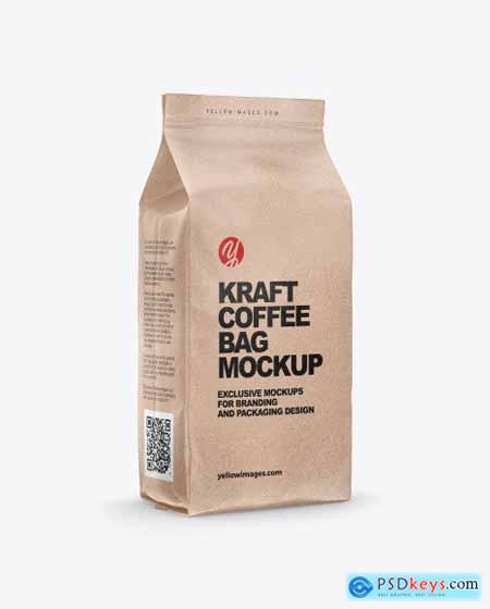 Kraft Coffee Bag Mockup - Half Side View 61909