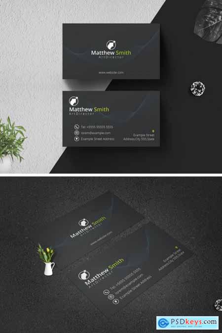 Minimalist Black and Green Business Card Layout 356214292