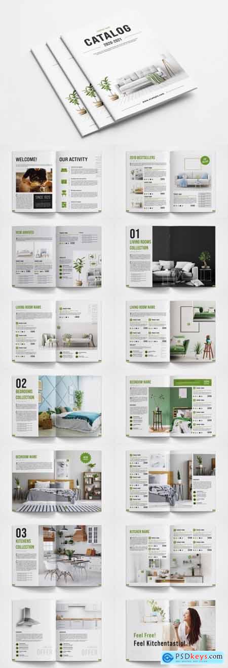 Product Catalog Layout with Green Accents 356770143
