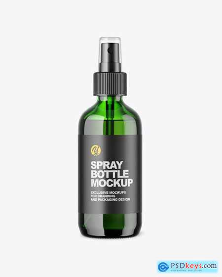 Green Glass Spray Bottle Mockup 61946