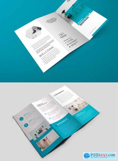 Trifold Brochure with Teal Accents 357224352