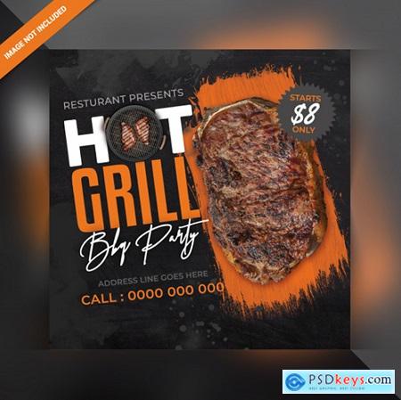 Hot grilled food instagram post Premium Psd