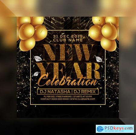 Happy new year party flyer Premium Psd