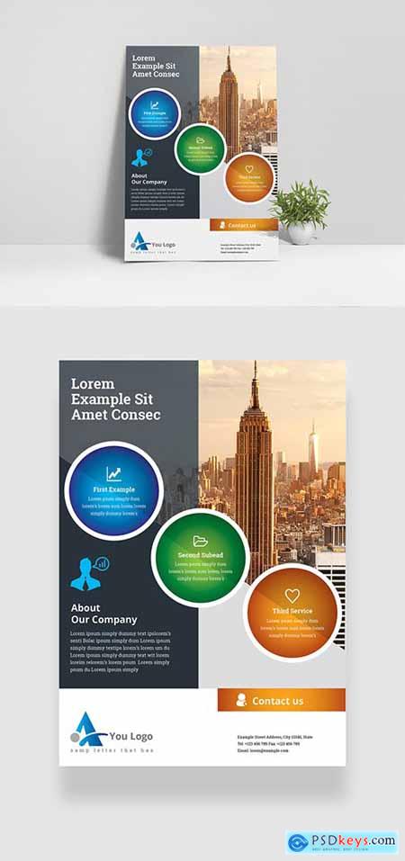 Corporate Black Flyer Layout with Circle 348585974