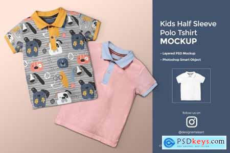 Kids Half Sleeve Polo Tshirt Mockup 4432034