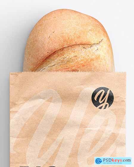 Paper Bag With Bread Mockup 62130