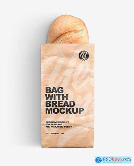 Paper Bag With Bread Mockup 62130