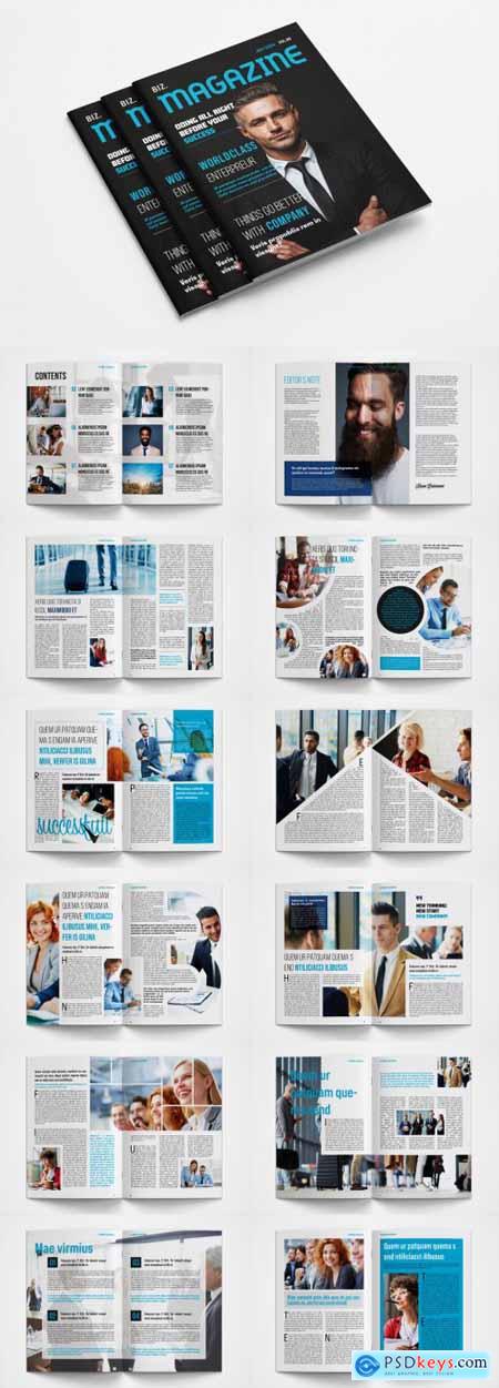 Business Magazine Layout with Blue Accents 358338181