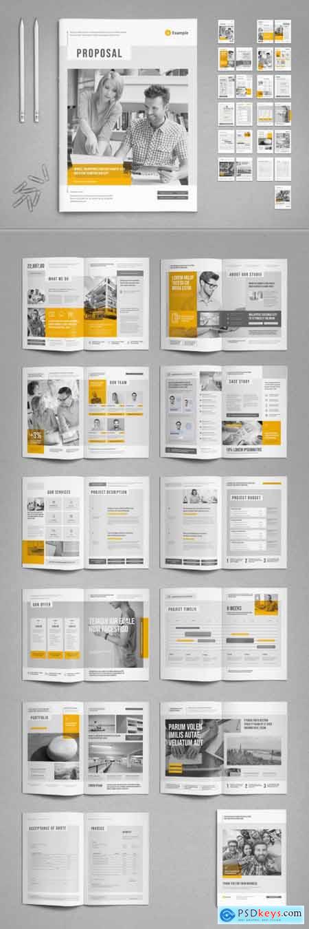 Agency Proposal Layout in Light Gray with Yellow Accents 358375679