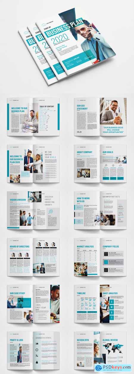 Business Plan Layout with Blue Accents 358338620