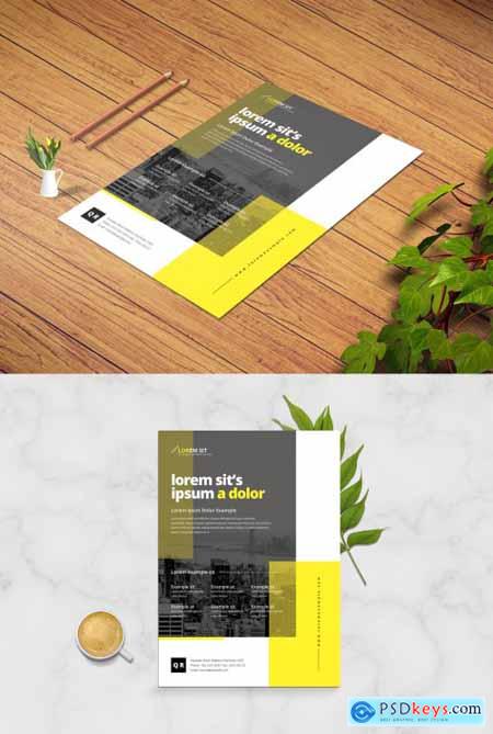 Conference Business Flyer Layout with Black Yellow Accent 358116906