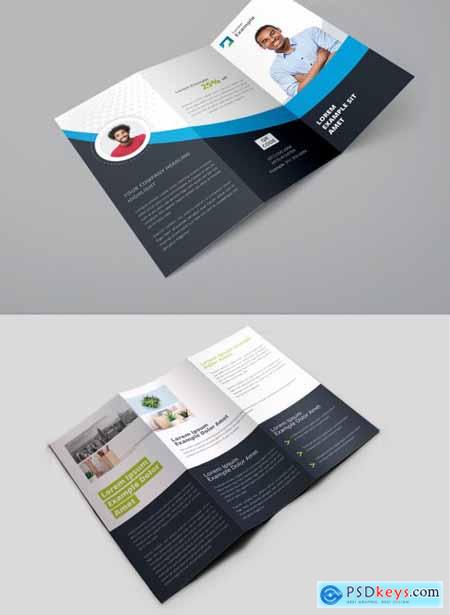 Blue and Dark Gray Trifold Brochure Layout 358342161