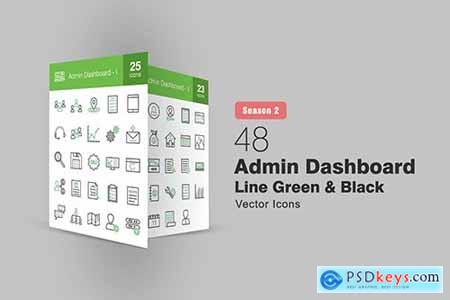 48 Admin Dashboard Line Green & Black Icons S2