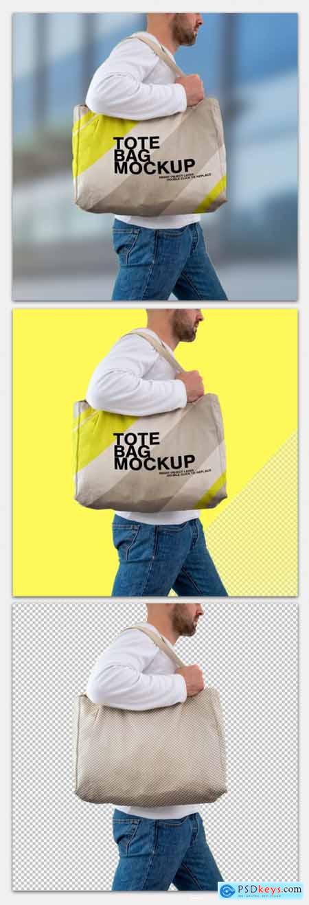 Mockup of Person Carrying a Tote Bag 358586287