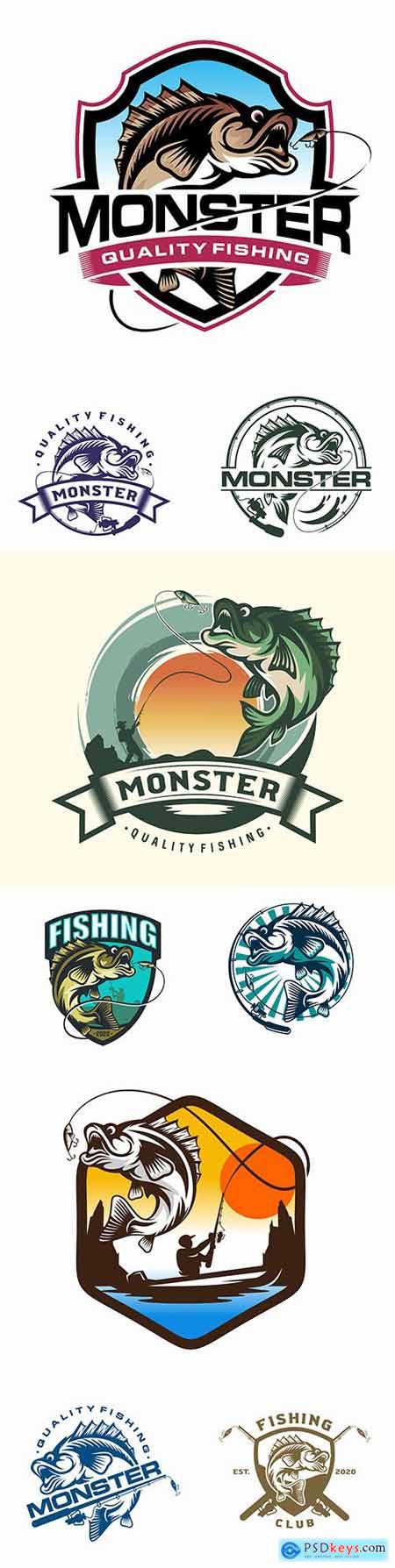 Old logo fishing design Business Company