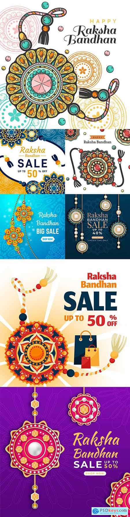 Raksha Bandhan Indian Holiday sale Flat Design Illustration