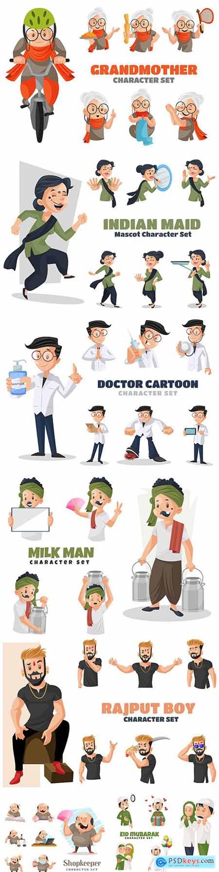 People of different professions illustration cartoons set
