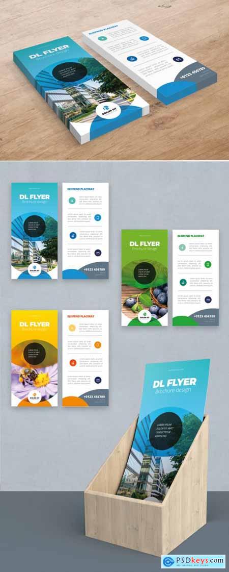 Blue Gradient DL Flyer Layout with Abstract Circles 357915894