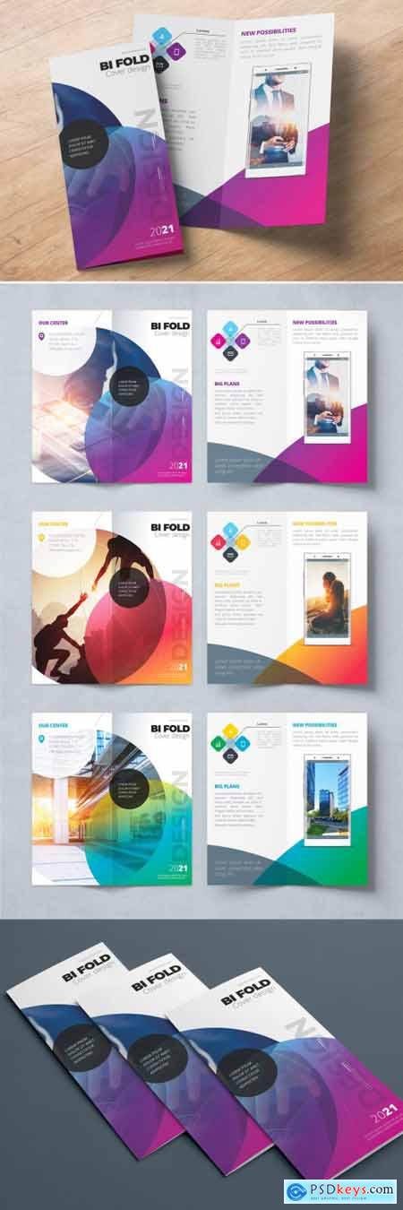 Purple Bifold Brochure Layout with Circles 357915949