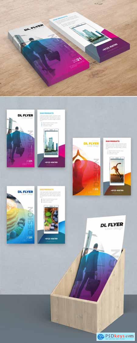 Purple DL Business Flyer Layout with Circles 357915928