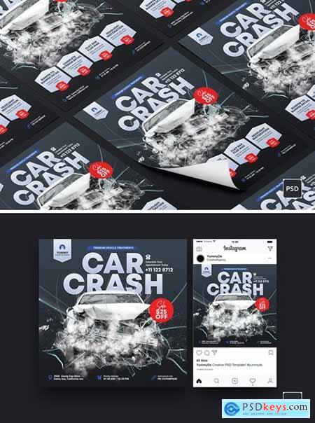 Car Crash Services Square Flyer & Instagram Post and Flyer