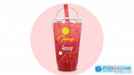 Cherry lemonade in plastic container Premium Psd