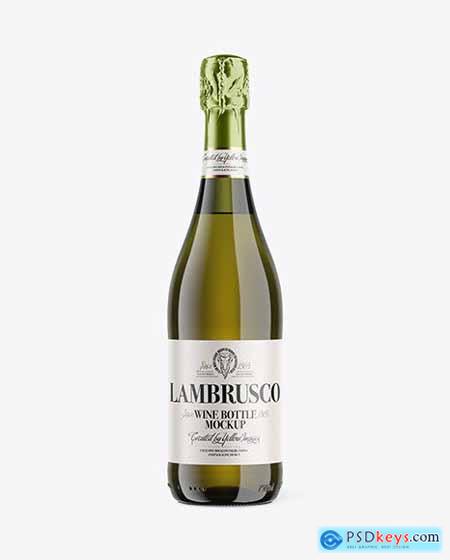 Antique Green Glass Lambrusco Bottle With White Wine Mockup 62021