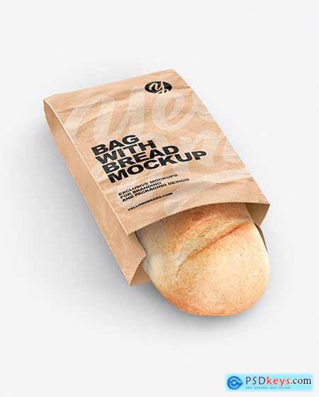 Paper Bag With Bread Mockup 62094