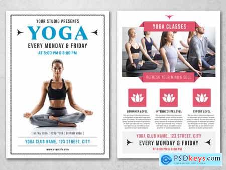 Yoga Flyer Layouts with Blue and Pink Accents 359535026