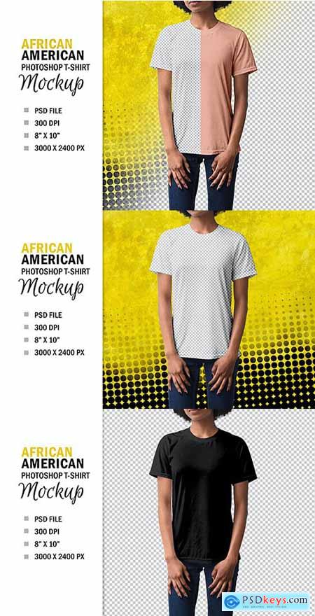 African American Womans T-Shirt Mockup, PSD