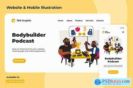 Bodybuilder Podcast Landing page & Mobile design