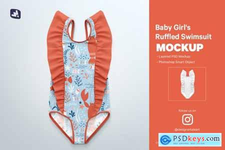 Baby Girls Ruffled Swimsuit Mockup 4865131