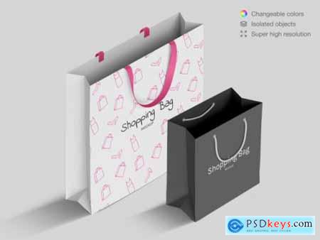Realistic high angle shopping paper bags mockup