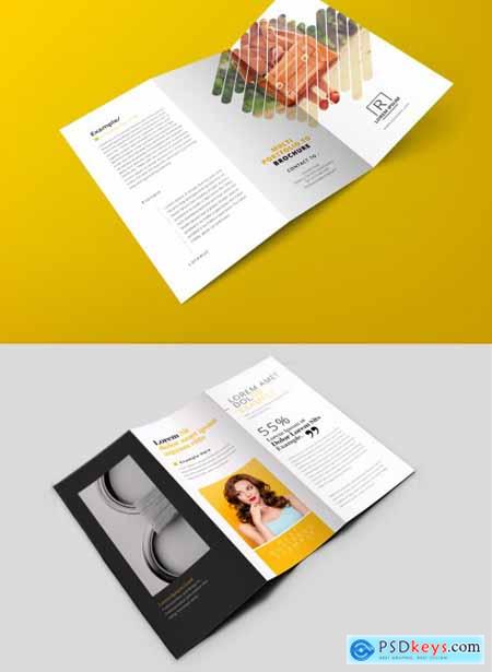 Minimal Trifold Brochure Layout with Yellow Accent 361439003