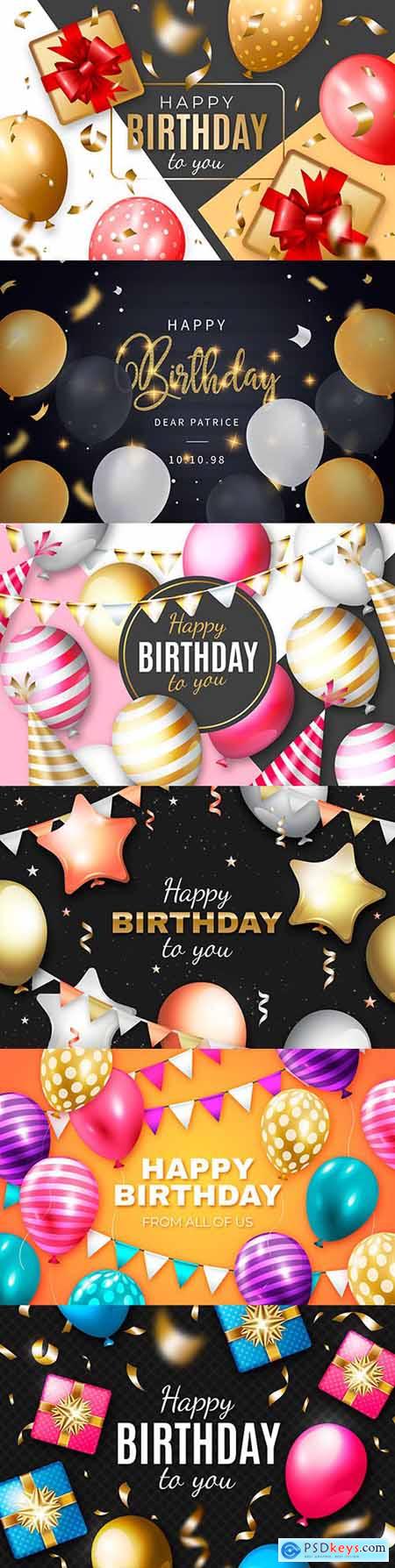 Happy birthday holiday invitation realistic balloons 14