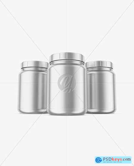 Three Metallic Protein Jars Mockup 63074
