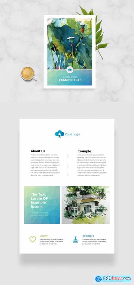 Watercolor Business Flyer Layout 361653162