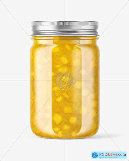 Clear Glass Jar with Pineapple jam Mockup 63334
