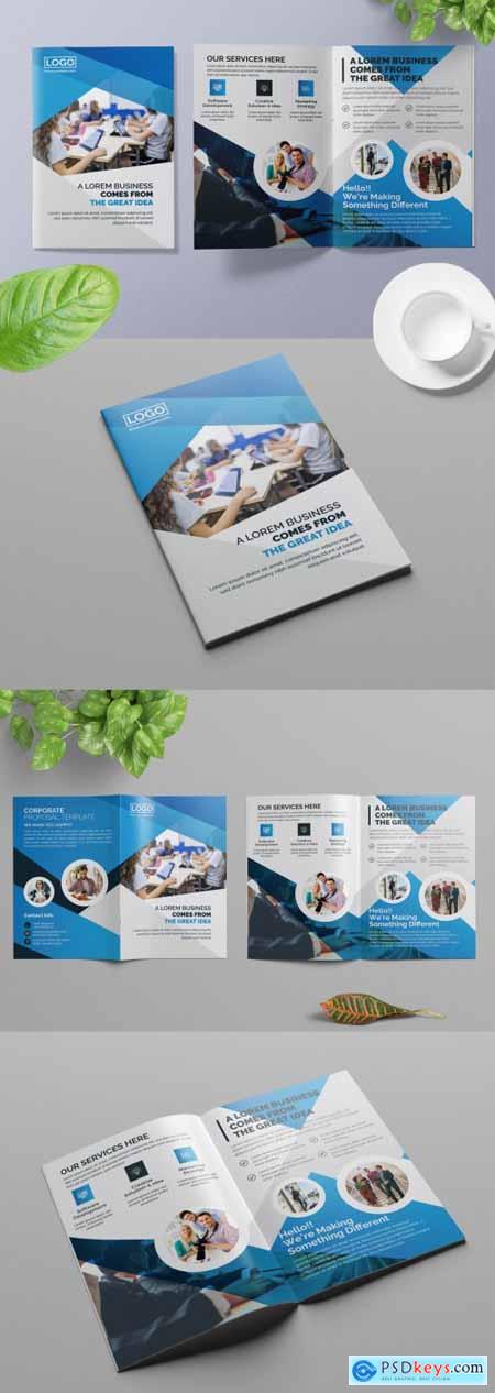 Bifold Brochure with Blue Accents 313886012